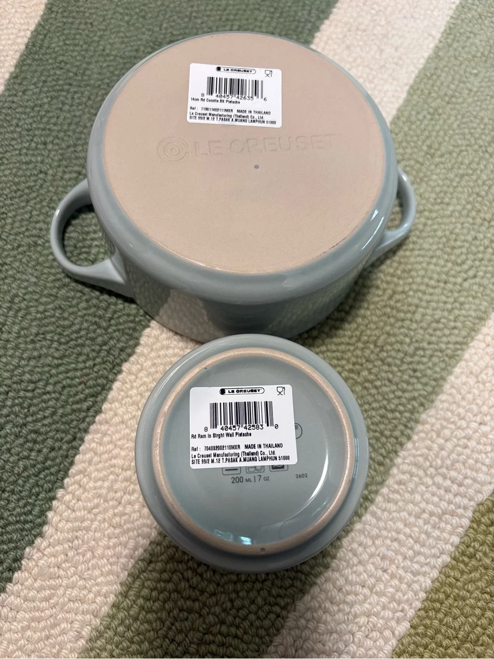 Le Creuset Pistache 24 ounce Round Cocotte & Straight Wall Ramekin